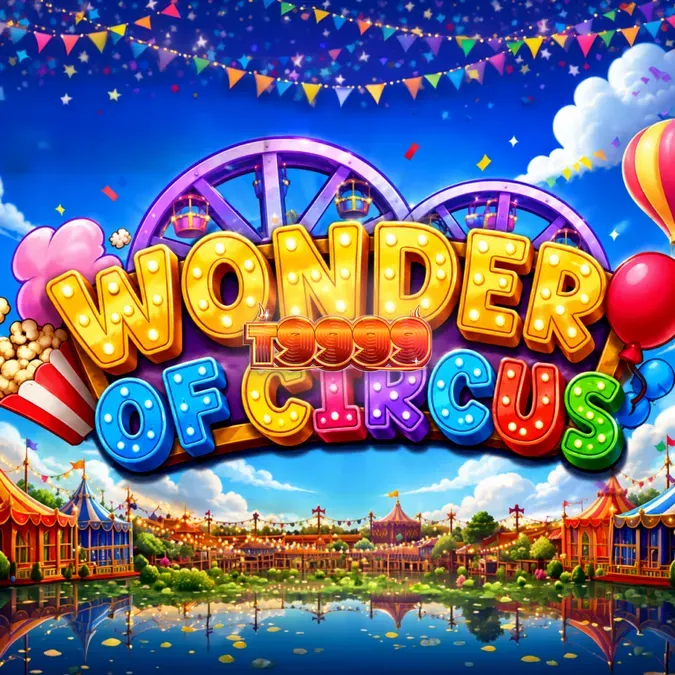 Tampilan visual slot Wonder of Circus dengan tema karnaval yang penuh warna